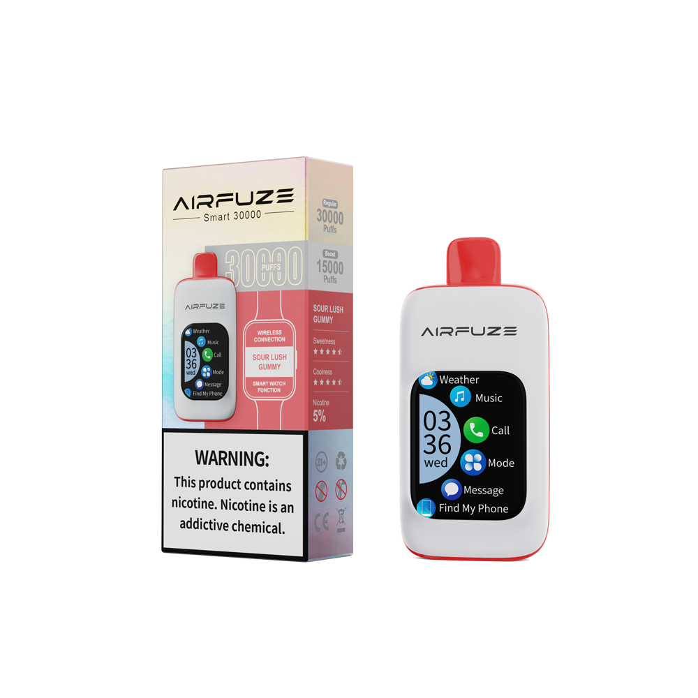 sour lush gummy vape flavor Airfuze Smart 30K gear FLAVORS:STRAWBERRY GUAVA Air Bar Lux Disposable