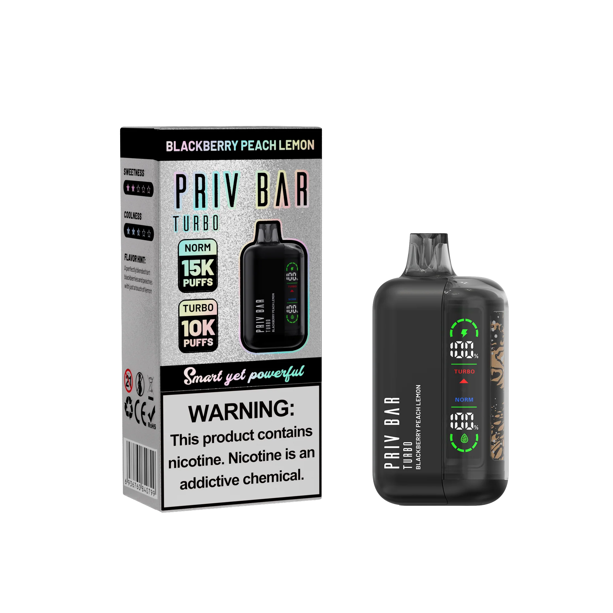 Priv Bar 15K Turbo - Blackberry Peach Lemon